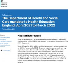 The Department Of Health And Social Care Mandate To Health Education England  April 2021 To March 2022 - GOV UK